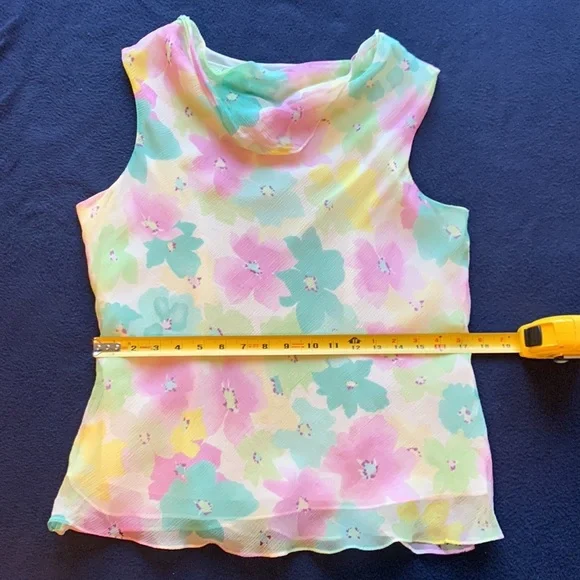 NEW Bob Mackie silk pastel floral blouse 12P - Picture 4 of 10